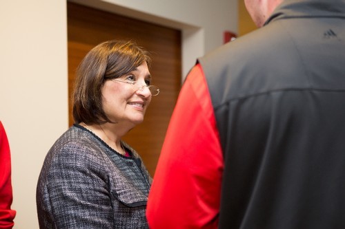 Dean Anne Hiskes smiles at the guests
